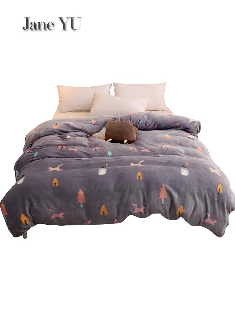 

JaneYU Antarctic Coral Fur Quilt Cover Suit Double Fur 1.5m Flannel Single Quilt Covered With Winter Fleece Farray Duvet Cover