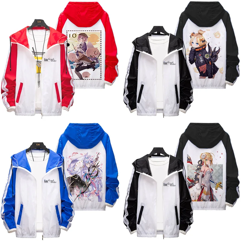 

Anime Fate/Grand Order FGO Jeanne d'Arc Okita Souji Cosplay Summer Hooded Jackets Protection Coat Fashion Unisex Couple Hoodie