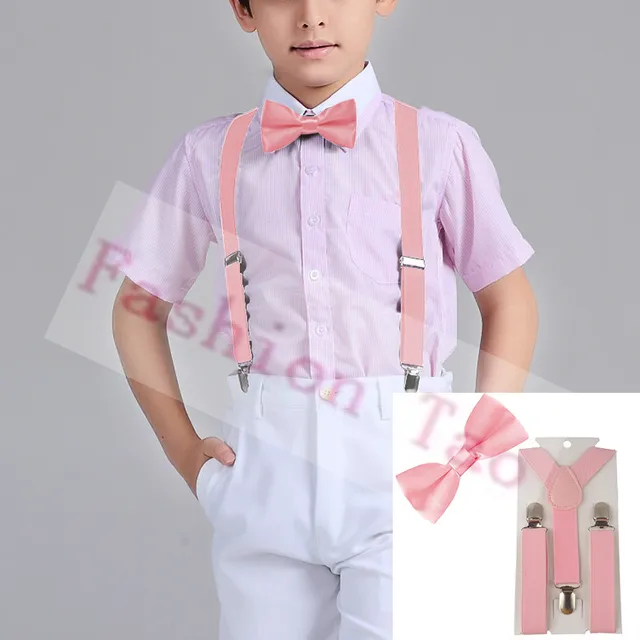 2 Pcs Pink Solid Color Children Kids Bowtie Erfly Bow Tie 2 Pcs Pink Solid Color Children Kids Bowtie Erfly Bow Tie Suspenders Braces Sets Wedding