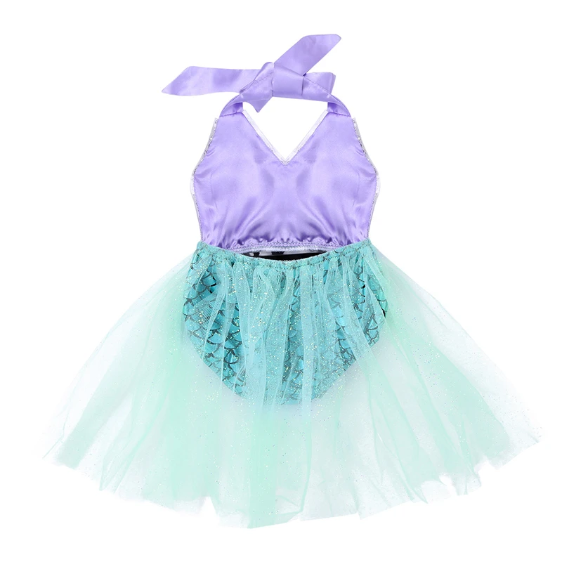 Новейший Летний Пляжный костюм русалки для маленьких девочек, Цельный купальник с лямкой на шее, расшитый блестками, купальный костюм