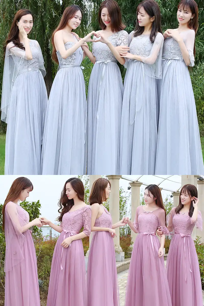 light gray bridesmaid dresses