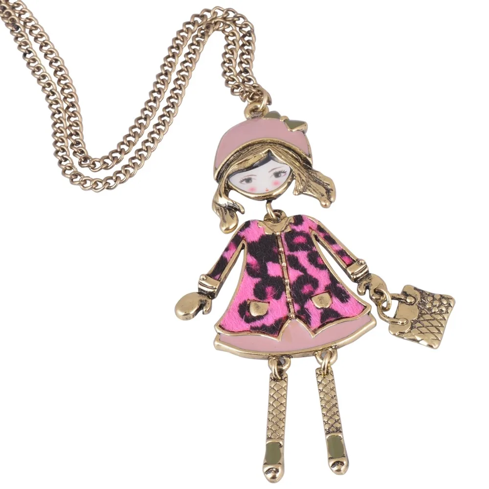 Hot Sale New Women Fashion French Paris Girl Doll Pendant Necklace