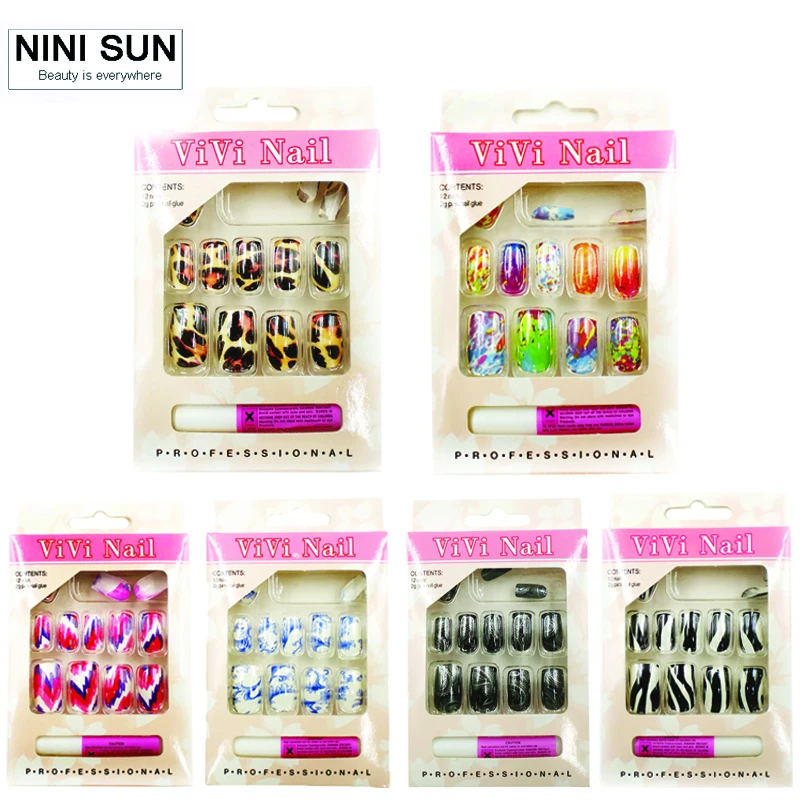 Aliexpress.com : Buy 12 Sets/Lot Wholesale Fake Nails With Glue New ...