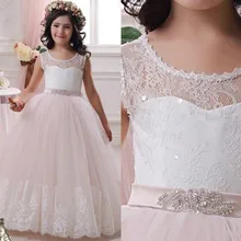 Кружева Цветок Девочки Платья Тюль Бальное платье Совок первое причастие платья для девочек свадьба Повод платье выпускного вечера дети