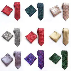 Мода галстук Hankerchief Набор для Для мужчин Бизнес сетки жаккардовый галстук Gravatas галстуки 8 см галстуки с рисунком Пейсли Карманный платок