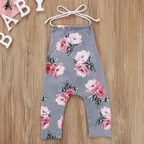 

Summer Newborn Baby Girls romper cotton Flower Halter Romper Jumpsuit Outfit Clothes