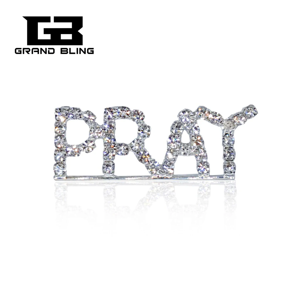Bling Rhinestone "PRAY" Pin for devout Christians FREE SHIPPING