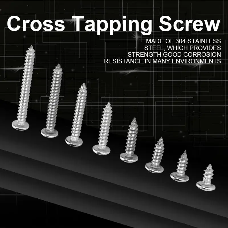 

200Pcs/Set M4 Stainless Steel Cross Screws tornillos Self Tapping Screw Pan Head Tapping Screws Combination Set Hardware