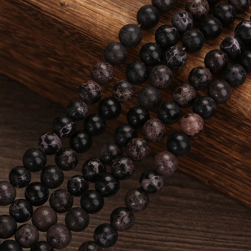 

Natural Stone black Bead Sediment Round Loose Beads For Jewelry Making DIY bracelet 15.5" Pick Size 4-12mm Pick Size