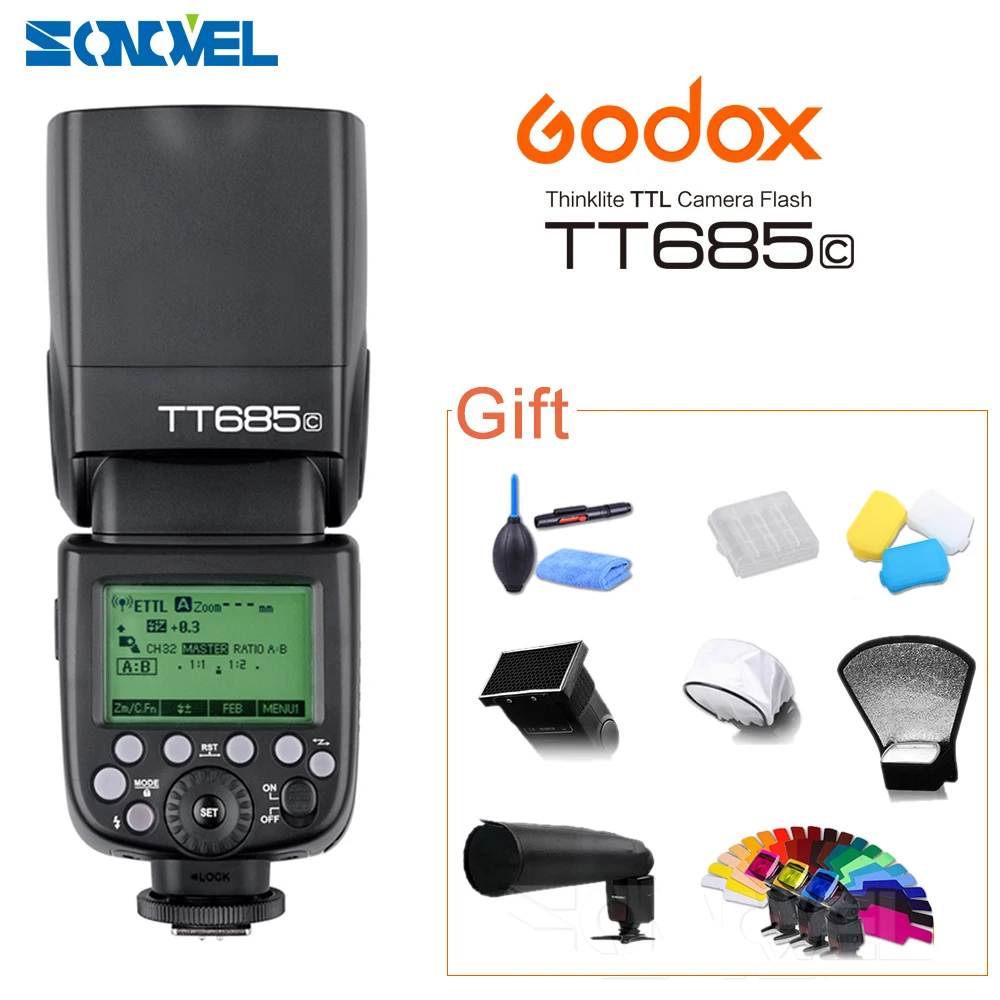 Высокоскоростной внешний TTL фильтр Godox TT685C Speed lite для Canon Flash 1100D 1000D 7D 6D 60D 50D 600D 500D +