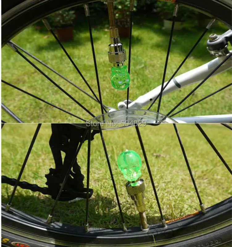 Flash Deal Wholesale 1000pcs/lot bicycle Tire Valves caps LED light Skull bike lamp 4 colors to  choose 7