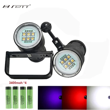 

LED Diving Flashlight 6 CREE XHP70 / 90 LED Photography Video Fill light 20000LM underwater 100m waterproof Tactical torch Lamp