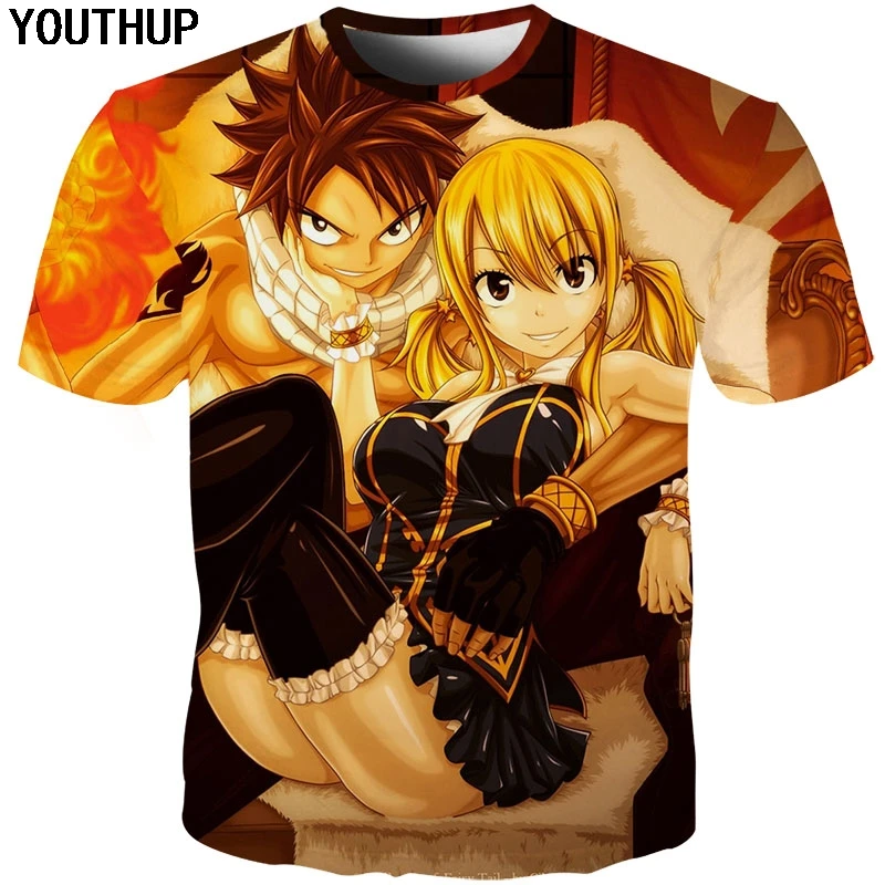 YOUTHUP Fairy Tail T Shirt Men 3d T Shirts Cool Casual Top Tees Unisex Plus Size Fashion Anime