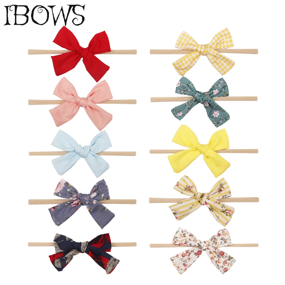 

1Pc Hair Accessories Elastic Hair Bands Nylon Headbands For Girls/Kids/Newborn Red/Plaid/Floral Fabric Bow-knot Head Wear