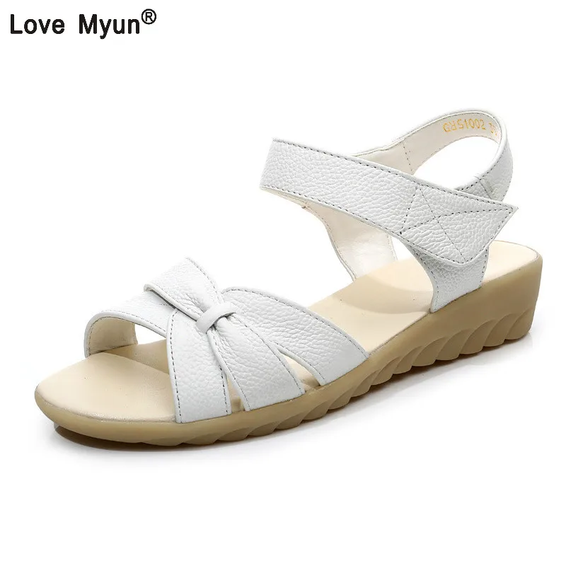 baratas Plus size (32 43) sandálias de verão para as mulheres sapatos mãe enfermeiro sapatos sapatos maternidade plana sapatos de couro genuíno das mulheres sandália 88