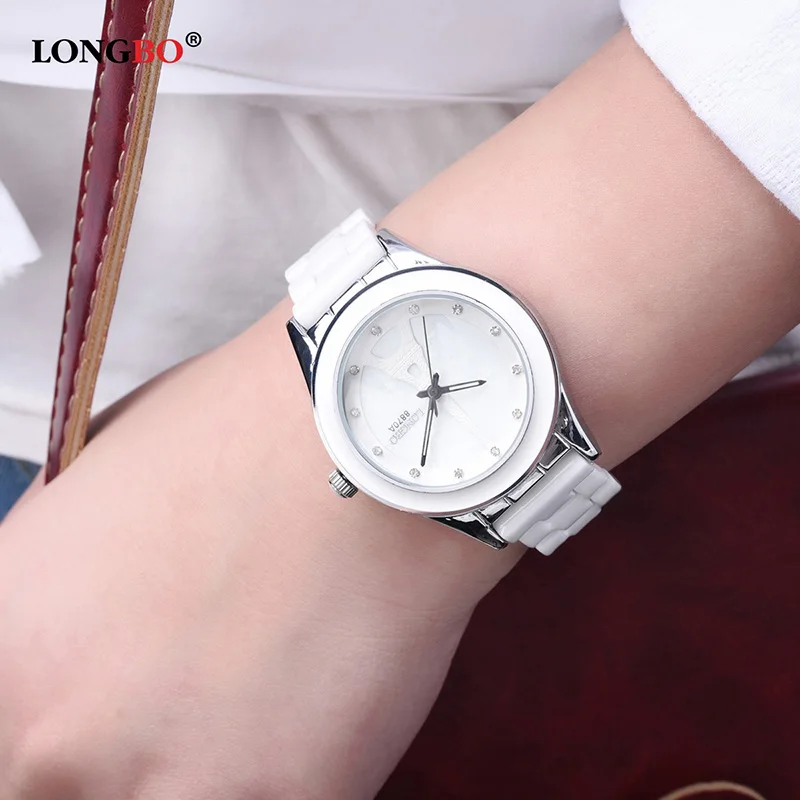 LONGBO Reloj Mujer, женские керамические часы, повседневные, водонепроницаемые, парные часы, модные, для влюбленных, кварцевые наручные часы, женские, мужские, подарок 8870