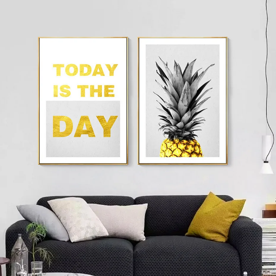 New Gold Pineapple Nordic Canvas Painting Posters Nursery