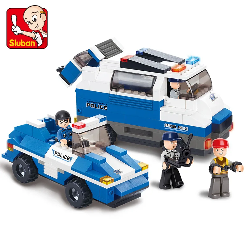 0189 337pcs Vehicle Police Escort car Constructor Model Kit Blocks Compatible LEGO Bricks Toys for Boys Girls Children Modeling