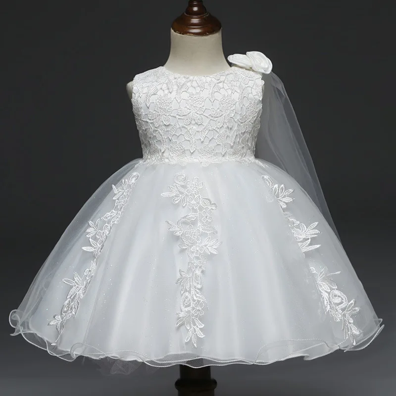 Formal Birthday Baby Dress Party Bow Pattern Wedding Gown Christening