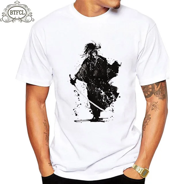 

BTFCL 2019 Casual Oversized Mens Hip Hop Tops StreetWear Japanese Warrior Printed Short Sleeve Personality Tshirt