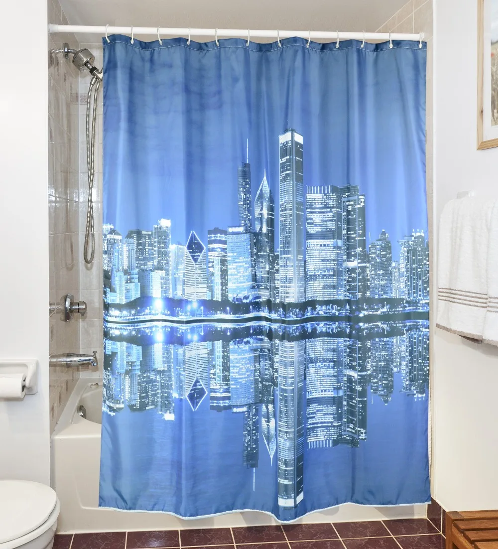 3D Shiny Chicago Waterproof Shower Curtains Polyester Bathroom Bath