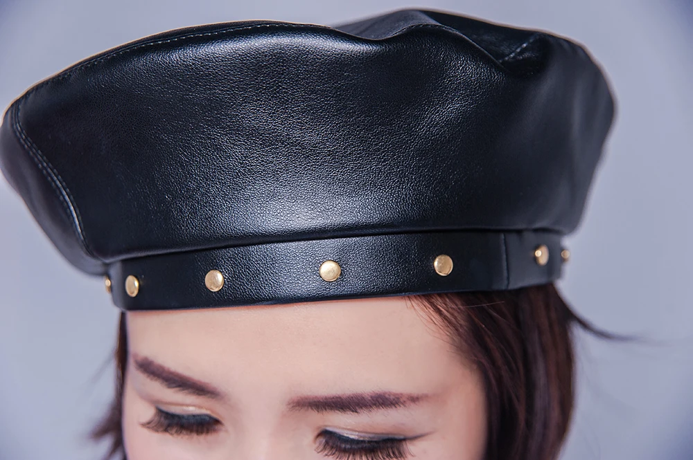 JOEJERRY кожаный берет женский чёрный берет французская шляпа Harajuku корейский стиль береты шапки для Для женщин девочек Boina Feminina
