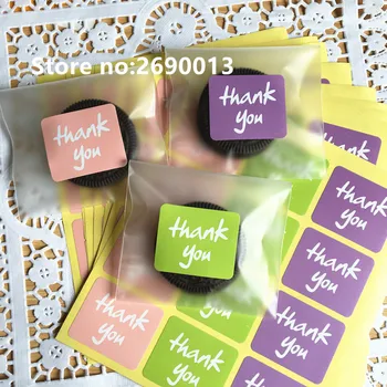 

102pcs/lot 3.8x3.2cm "Thank you" Handmade Wrapping Paper Seal Stickers Diy Bread Stickers Children Making Gift Box Stickers
