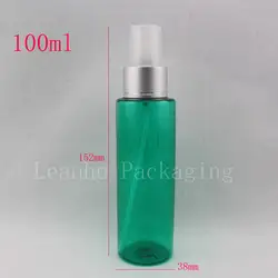 100 мл пластик зеленая бутылка Косметическая контейнер тумана, распылитель штраф пластиковых бутылок Дух путешествий жидкости бутылки