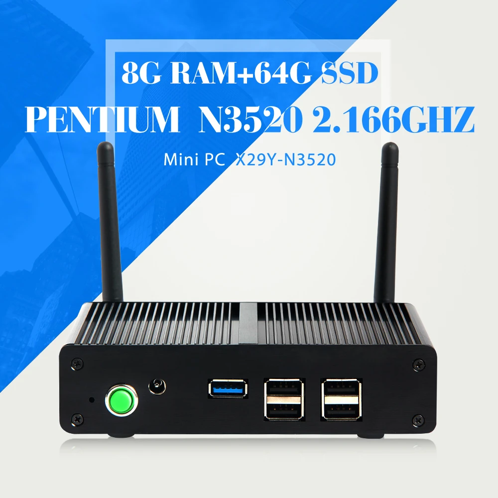  low price celeron N3520 8gb ram 64gb ssd Fanless Industrial Mini PC mini computer support Linux OS Ubuntu 