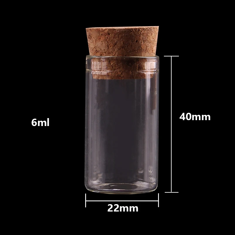Storage box 4ml/5ml/6ml/18ml/22ml Small Test Tube Cork Stopper Bottles Jars Vials DIY Craft 100pieces