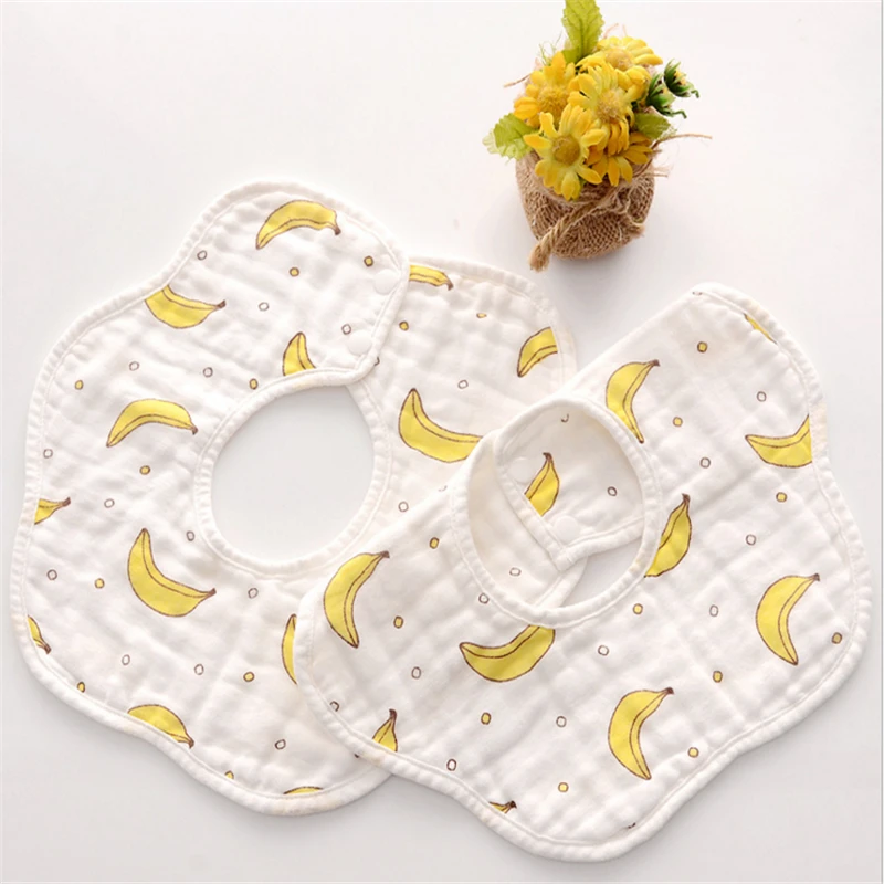 

2019 Children Bibs 360 Rotating Petal Bib Eight-Layer Muslin Cotton Infant Saliva Bibs Feeding Care Rice Pocket Cute Baby Bibs