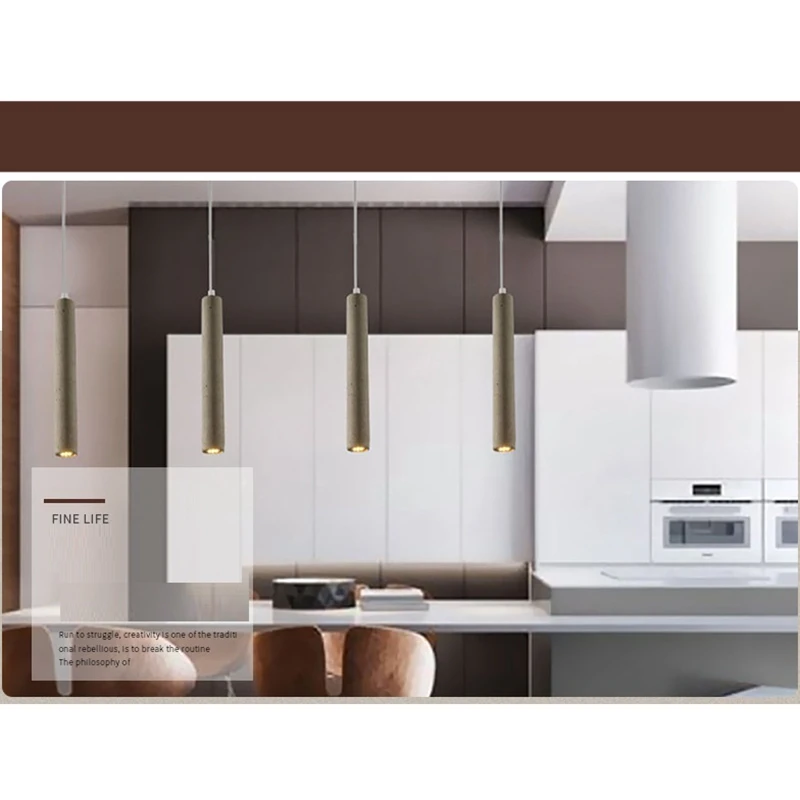 LukLoy Modern Pendant Lights Industrial Lamp Concrete Cement Cylinder Pipe Kitchen Lights Shop Bar Counter Island Lighting (2)
