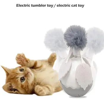 

Electric Tumbler Cat Toy Puzzle Toy With Plush Head 360 Degrees Irregular Rotation Cat Teaser Funny Kitten Play Dolls Toys