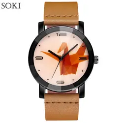 Soki спортивные мужские часы Erkek izle черные кожаные часы для человека Reloj para hombres Аналоговые кварцевые наручные часы Reloj montre homme