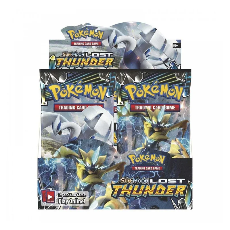Comprar 36 paquetes por caja Pokemon TCG Tarjeta de edición en inglés Pikamon Pokemon Sun Moon Lost Thunder suplemento paquete niños juguete regalo