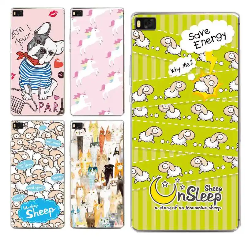 Soft Silicone TPU phone Case For huawei P10plus P8 P9lite honor 3c 4c 6a 7 8 9 5c Cartoon Cat dense Horse dog Free Shipping | Мобильные