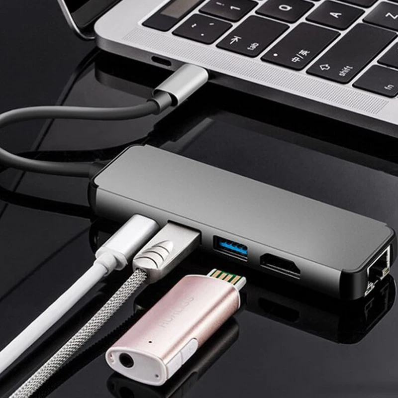 Док-станция для ноутбука USB C type C для Macbook USB C для HDMI Mini DP 4 K RJ45 Ethernet USB 3,0 type C зарядная док-станция