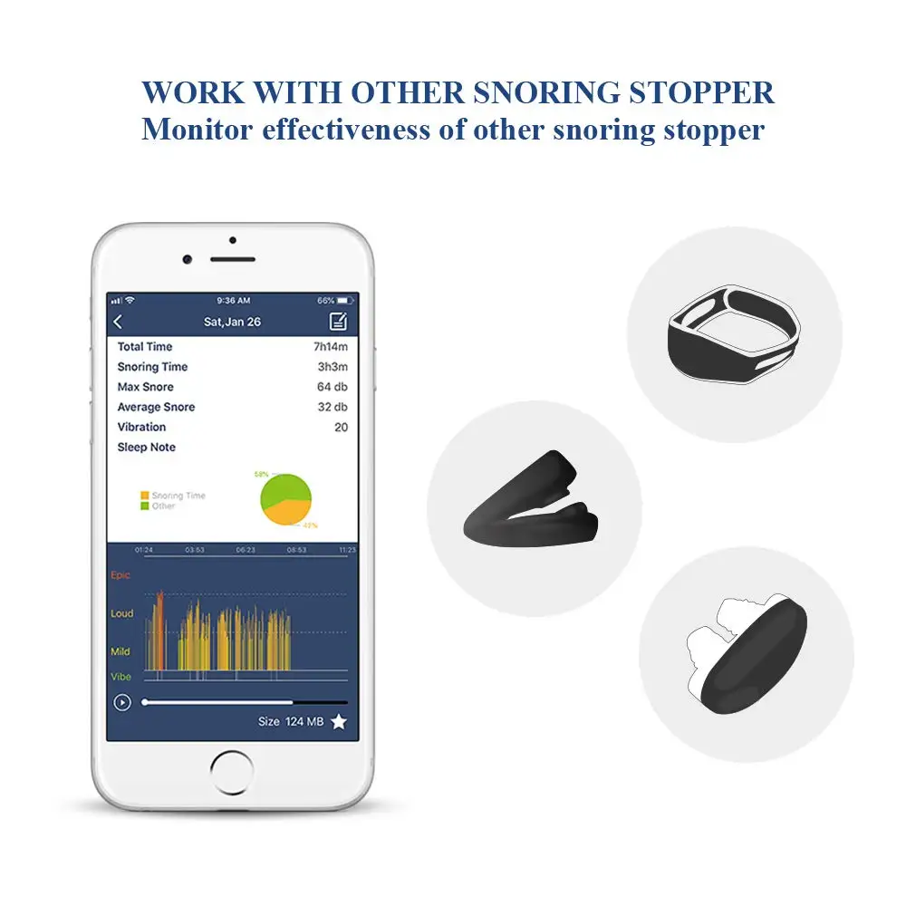ENVN AI храп пробки Смарт анти храп устройство с тихой вибрации оповещения бесплатное приложение с храпом отчет