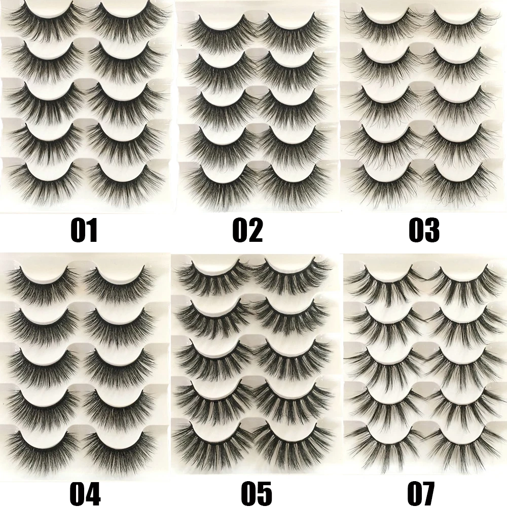 

5 Pairs 3D Faux Mink Hair False Eyelashes Fluffy Wispy Natural Long Lashes Handmade Cruelty-free Fake Eyelash Natural Lashes
