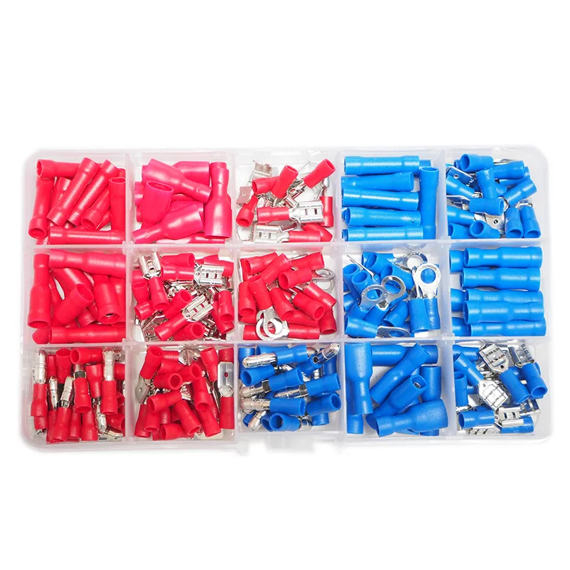 

200PCS Assorted Crimp Terminals Set Wire Connector Kit With Ring Spade Bullet Male/ Female Piggy Back