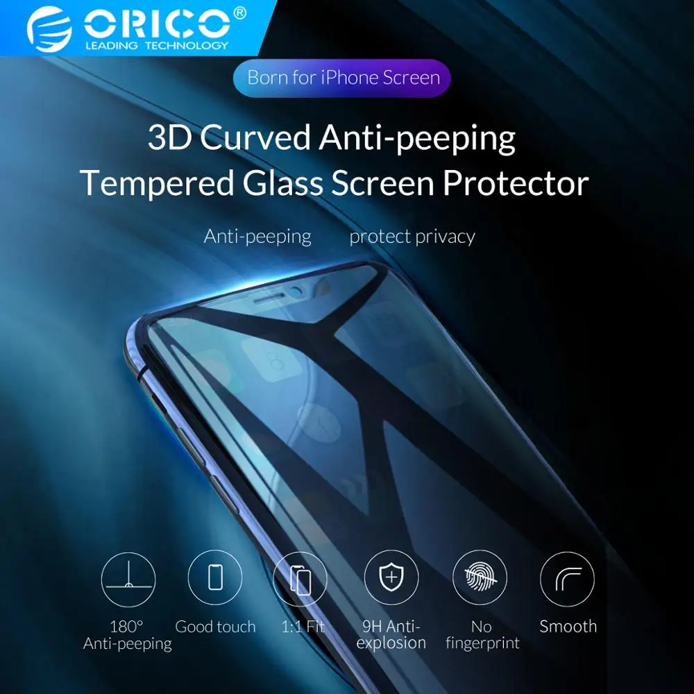 

ORICO Anti Peeping Privacy Screen Protector for iphone X XS XR Anti-spy XS Tempered Glass for iphone XS Max Toughened Glass Film