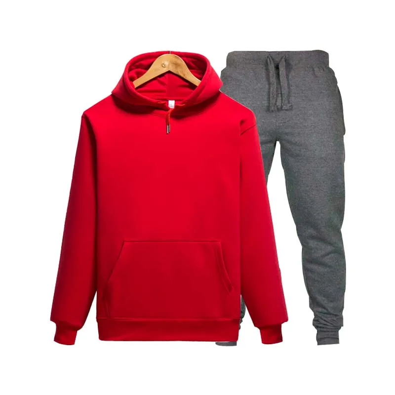 2019Men's / Women's Sportswear New Brand Sports Casual Wear Two-piece Cotton Fleece Thicken Hoodie + Pants Sports Set