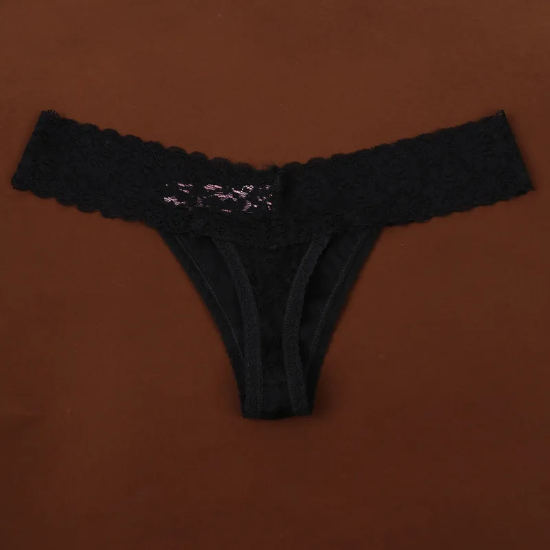 

[US SIZE]1PCS Sexy Underwear Black White Lace Panties Women's G String Thong Lingerie Seamless Knickers Female T-back Underpants