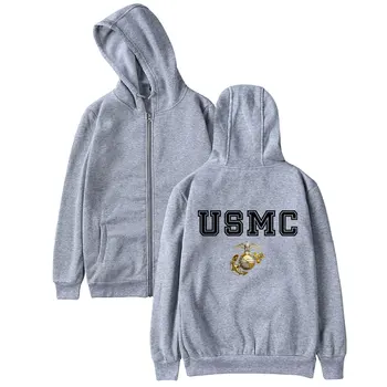 

USMC Hoodie Zipper Casual Winter Men Women pullover United States Marine Corps Logo Print US MC Hoodie Sweatshirt With Hat