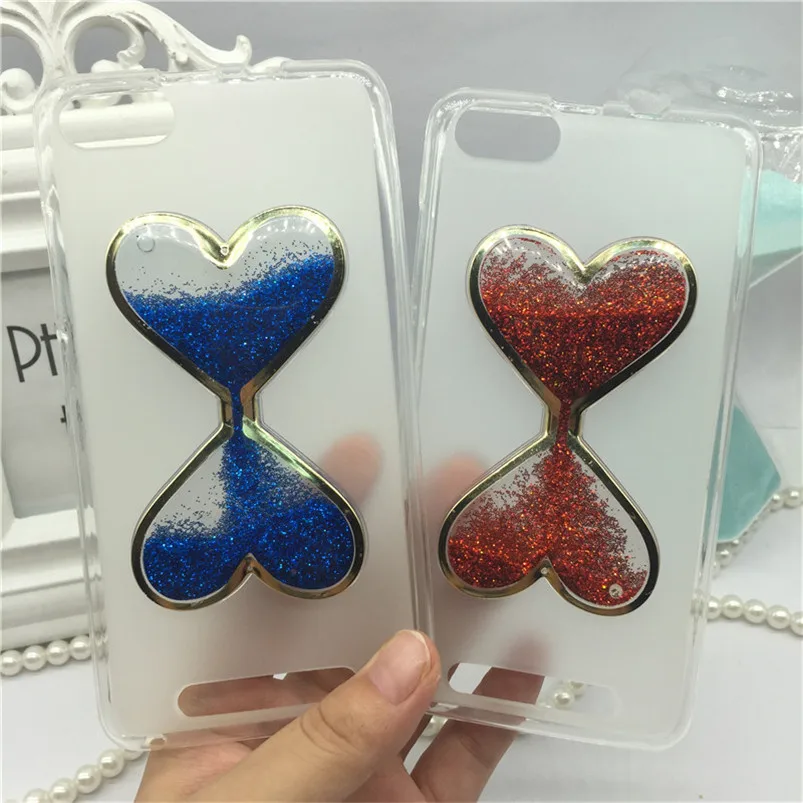 

Cute Amusing Mobile phone Case cover for BQ Strike Power Easy BQS-5058 Glitter Liquid Quicksand Cases Wine Glass Hourglass