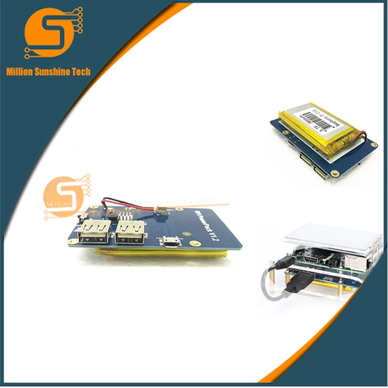 

Lithium Battery Pack Expansion Board Power Supply with Switch for Raspberry Pi 3,2 Model B,1 Model B+ Banana Pi