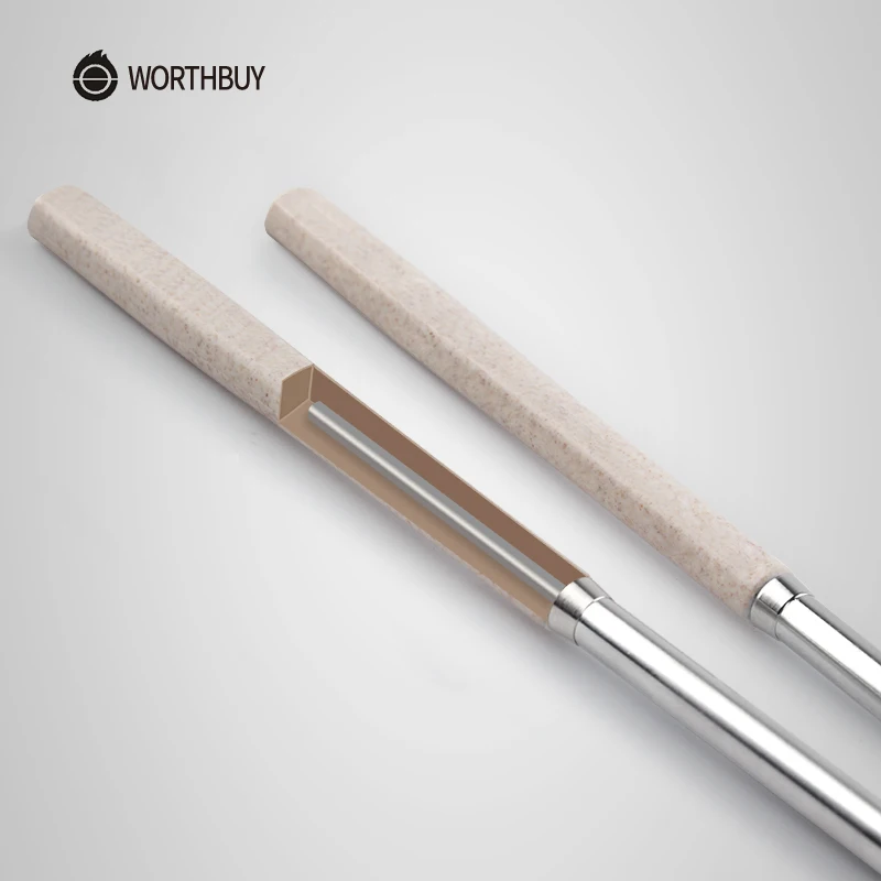 WORTHBUY 4/8 пар 304 китайская палочка для еды из нержавеющей стали с ручкой пшеничной