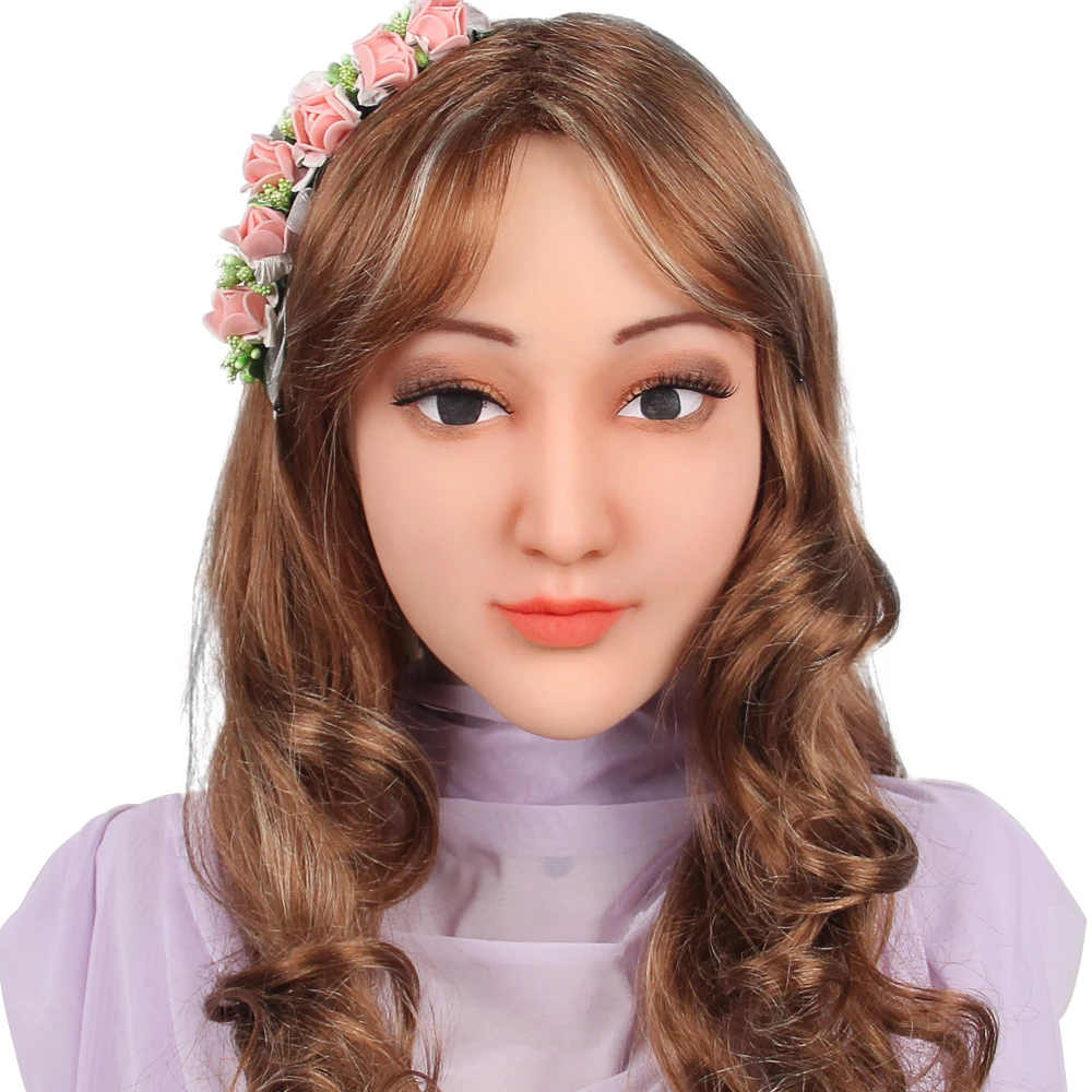 

KOOMIHO Soft Silicone Realistic Female Head Mask Handmade Makeup Mask Crossdress Cosplay Mask Transgender Halloween Mask 1G