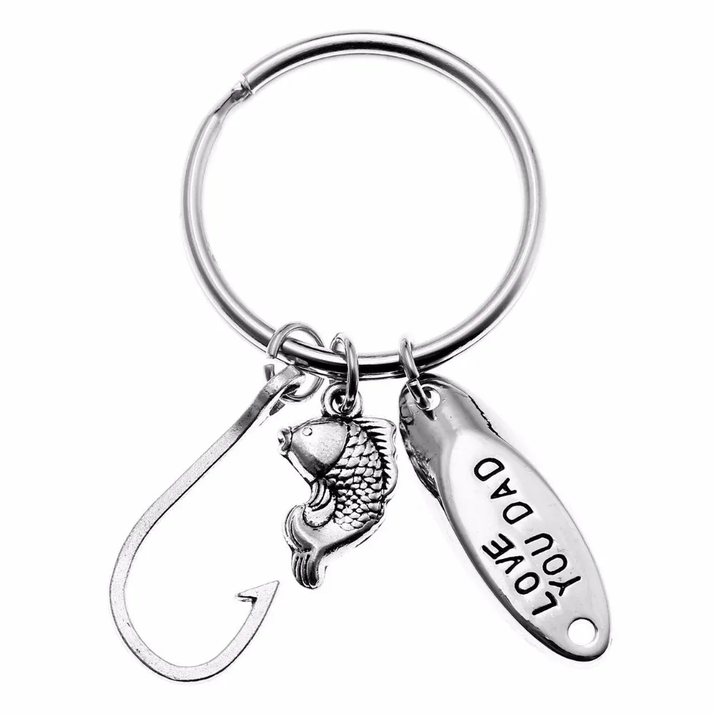 6PCS LOVE YOU DAD key chain keychains with Hooks dangle Father's day