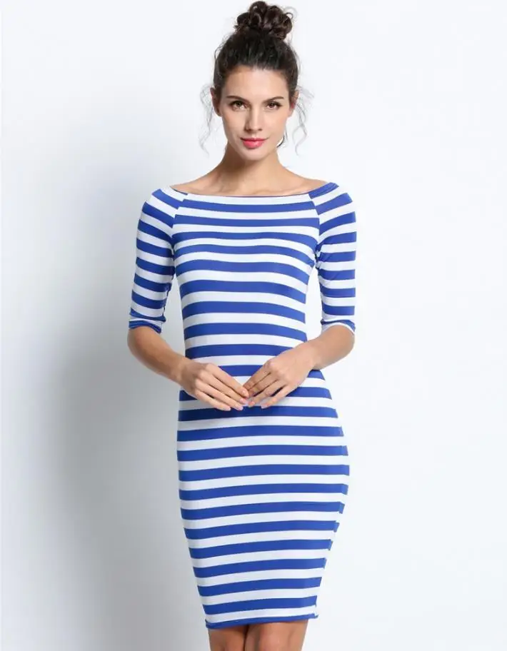 

2018 Slim Dress One Shoulder Strapless Sexy Slim Striped Thong Dress